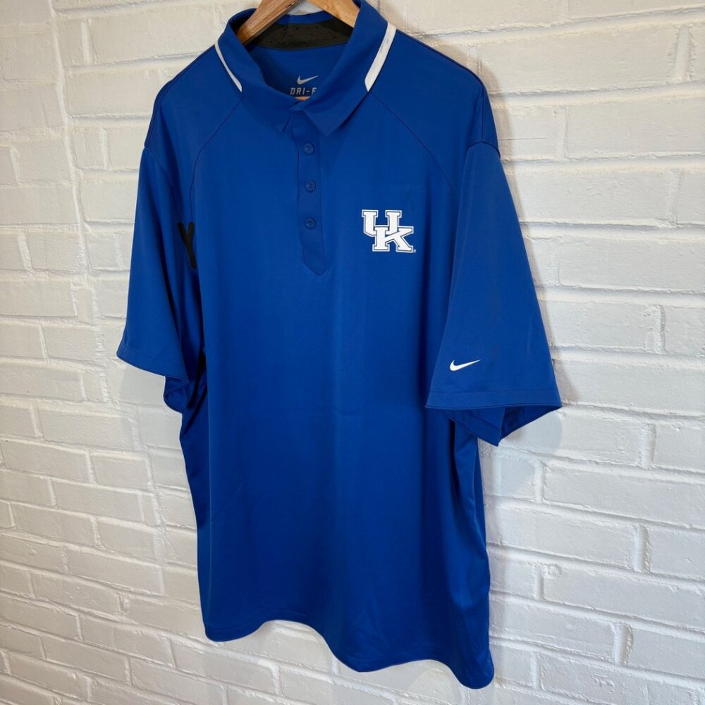 Nike University of Kentucky Wildcats Blue Dri-Fit Polo Golf Shirt Men's XXL 2XL - Picture 5 of 7